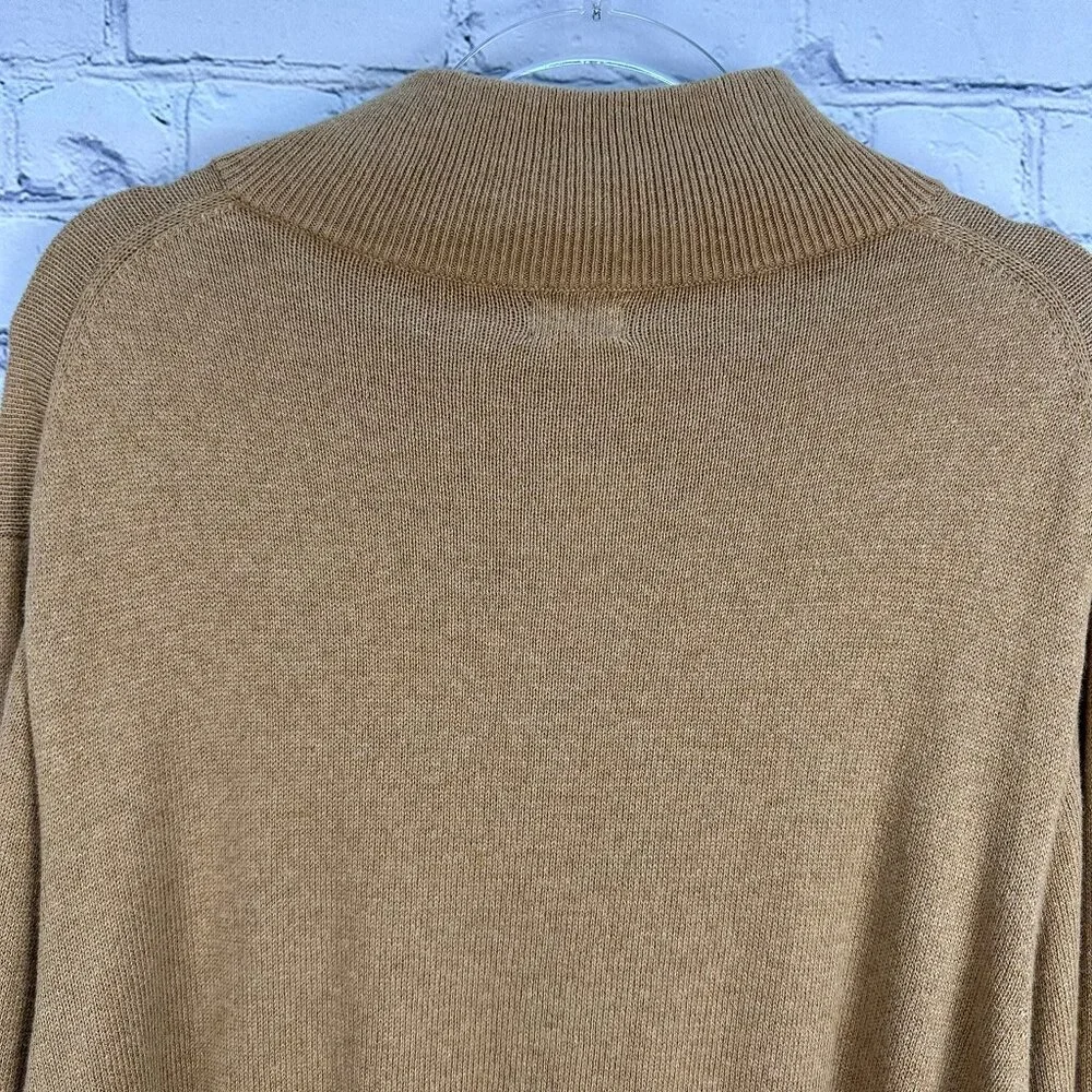 J. Crew Men's Cotton Half Zip Mock Neck Knit Pullover Sweater Top Size XXL Brown